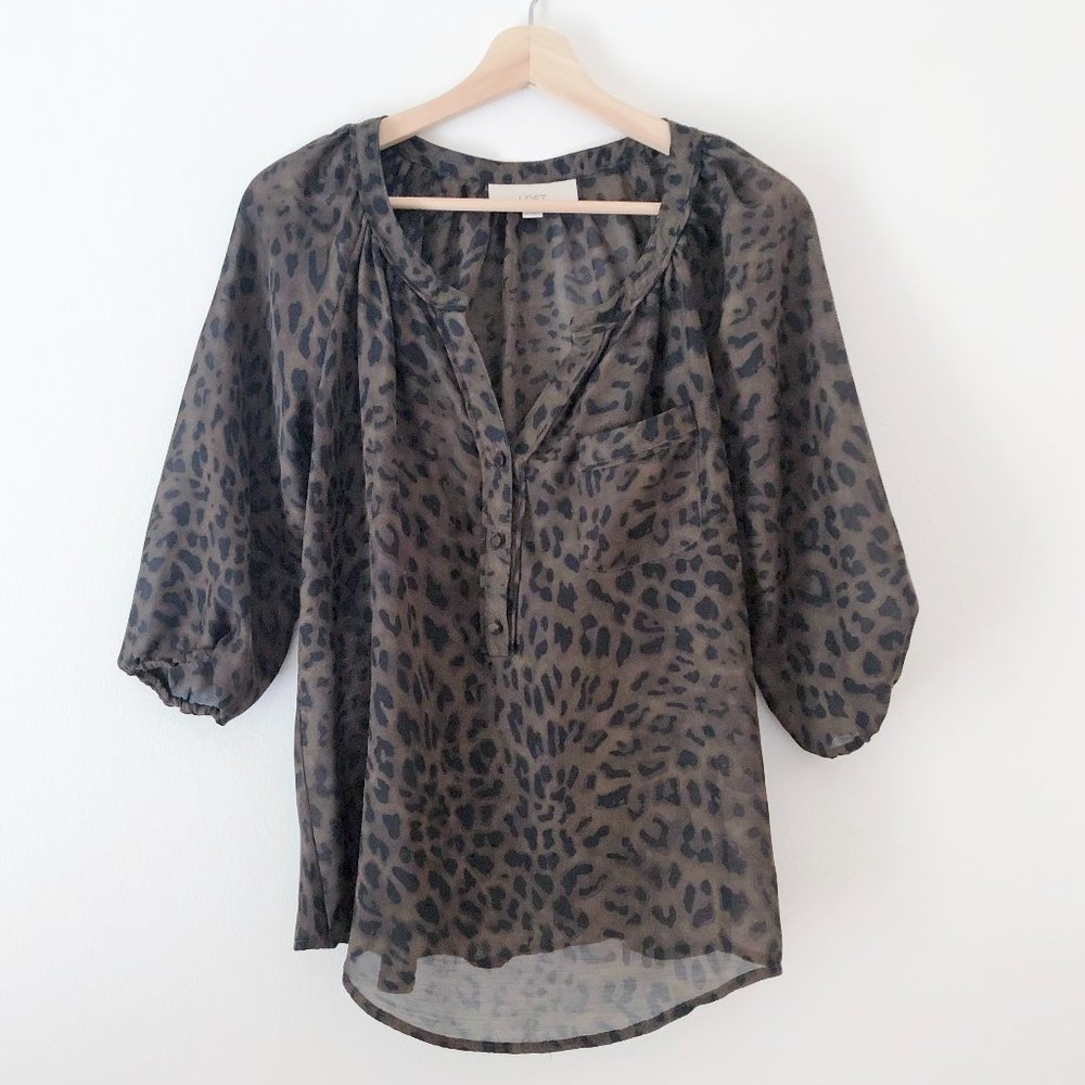 LOFT Sheer Animal Print Blouse - Picture 2 of 5